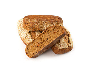 Whole wheat brown bread isolated, fitness pumpkin carrot buns with seeds, cereal bread