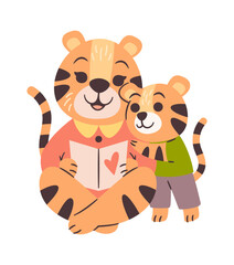 Cute tiger family hand drawn