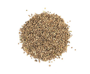 Hemp seeds, cannabis grains, marijuana kernels, oil hempseeds pile