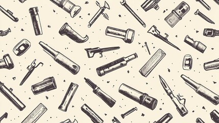 Obraz premium Tools pattern background, workshop texture, seamless design, craft equipment, DIY project
