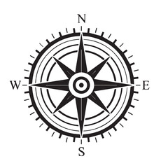 Black White Compass Icon Set Outline in Vector Compus Icon Set Illustration
