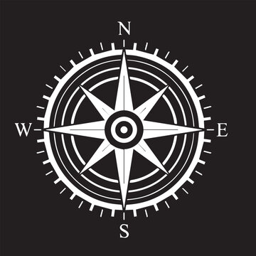 Black White Compass Icon Set Outline in Vector Compus Icon Set Illustration