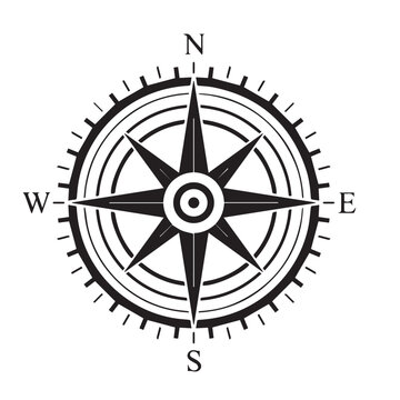 Black White Compass Icon Set Outline in Vector Compus Icon Set Illustration