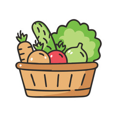 vegetables basket icon, vegetables basket vector illustration-simple illustration of vegetables basket, perfect for vegetables basket logos and icons