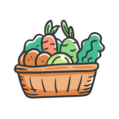 vegetables basket icon, vegetables basket vector illustration-simple illustration of vegetables basket, perfect for vegetables basket logos and icons