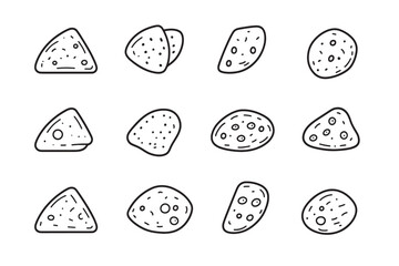 Naan Bread Simple Flat Line Icons