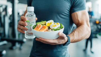 Keto athletes post workout recovery meal with salad and water for optimal nutrition