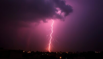 Dramatic lightning storm over city