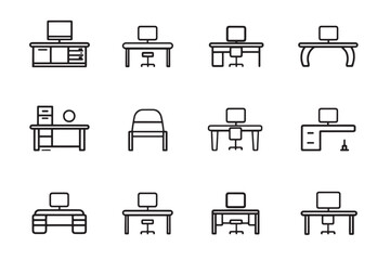 Office Desk Simple Outline Design