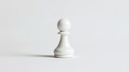 Single white chess pawn isolated on white background studio shot game life pure piece clean board