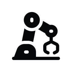 robotic arm glyph icon. Strong and solid vector icon for websites, mobile interfaces, presentations, and visual branding. High quality and easy to edit.