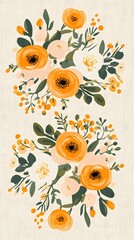 Elegant Orange and White Floral Bouquet Painting