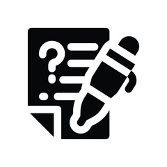 questionnaire glyph icon. Strong and solid vector icon for websites, mobile interfaces, presentations, and visual branding. High quality and easy to edit.