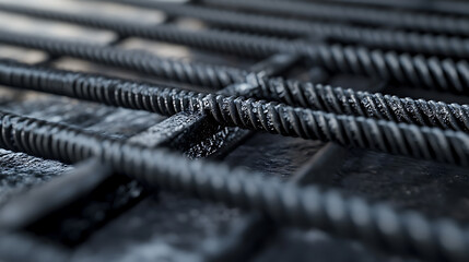 Close-Up of Reinforcing Steel Bars