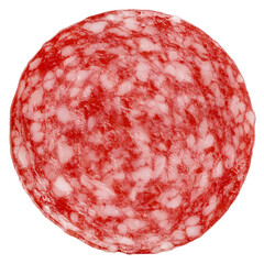 Salami slices, smoked Sausage, isolated on white background, full depth of field