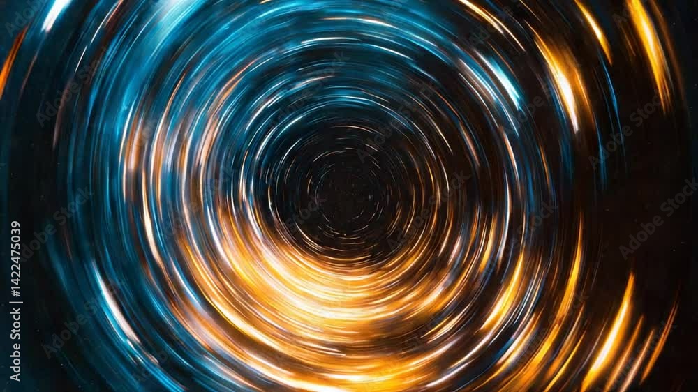 Poster abstract circular motion of colorful light streaks in a cosmic environment
