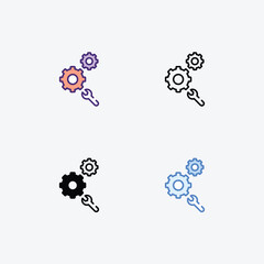 Gear  icons set in different style vector stock illustration