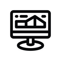 monitor line icon. Clean and minimalist vector icon for websites, mobile apps, presentations, and logos. Fully scalable and customizable for any project.