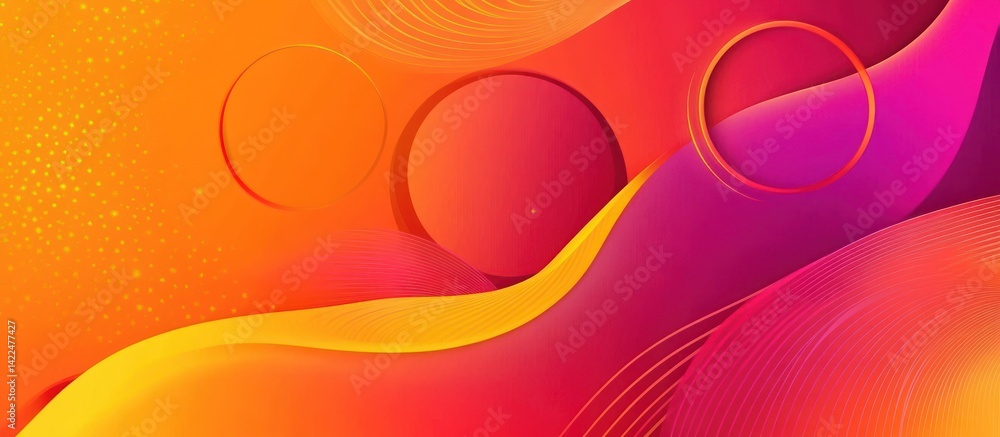Poster abstract vibrant background with waves and circles, perfect for modern design projects