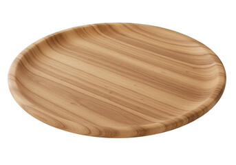3D Wooden Plate isolated on white or transparent background with a 45 degree angle setup