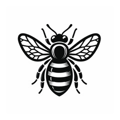 Fototapeta premium Black and white bee icon silhouette vector art illustration