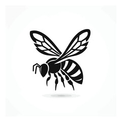 Obraz premium Black and white bee icon silhouette vector art illustration