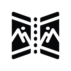 mirror glyph icon. Strong and solid vector icon for websites, mobile interfaces, presentations, and visual branding. High quality and easy to edit.