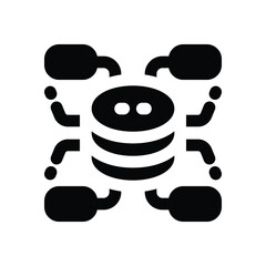 database glyph icon. Strong and solid vector icon for websites, mobile interfaces, presentations, and visual branding. High quality and easy to edit.