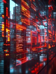 Obraz premium City Server Room Displays Data