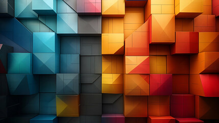 Obraz premium 3D Geometric Cubes Modern Colorful Pattern, Stylish Wall Design.