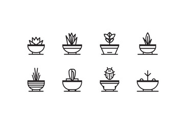 Plant Pot Icon Line Art