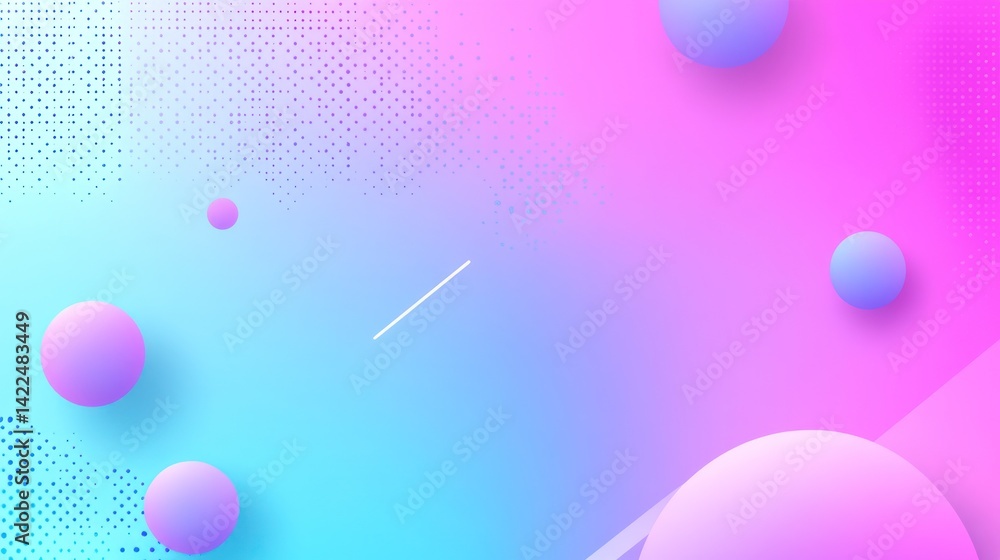 Aufkleber abstract gradient background with 3d spheres and dot pattern design