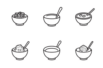 Fototapeta premium Porridge hot cereal breakfast line art
