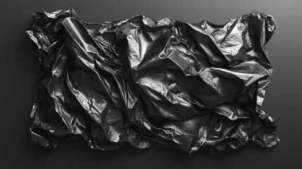 Abstract metallic black crumpled surface with stark shadows and highlights