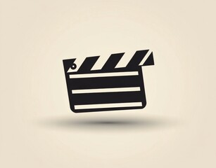  Simple black and white vector logo of an open clapperboard