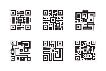 QR technology code clean outline vector