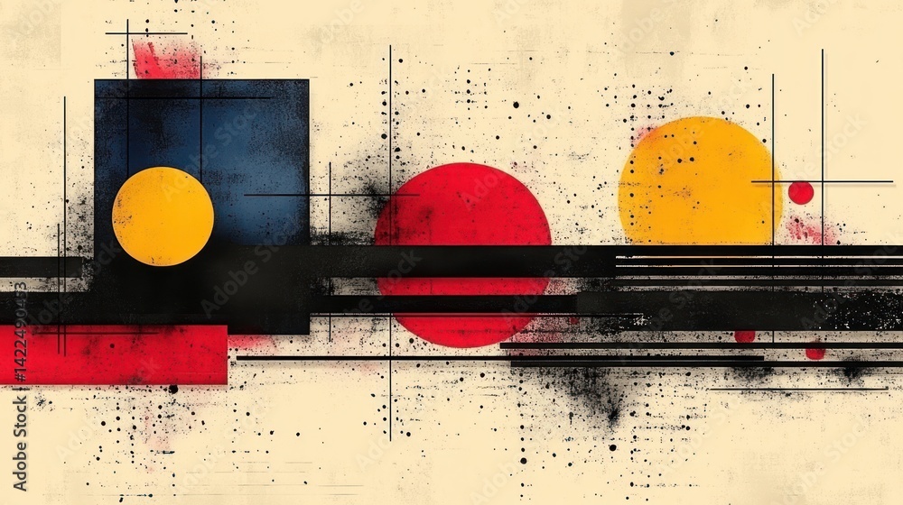 Aufkleber abstract geometric composition with circles and rectangles design