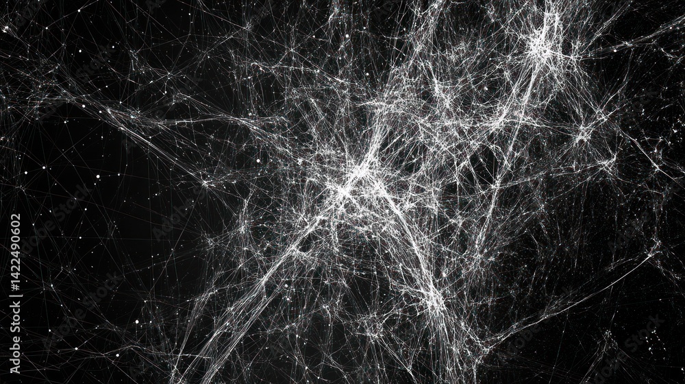 Poster cosmic web simulation showing the distribution of dark matter filaments