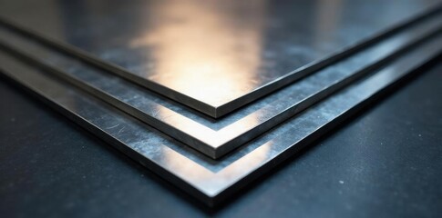 Stacked stainless steel sheets, various sizes, stainless steel, stainless steel sheets, metal stack
