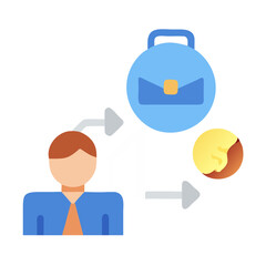 Career planning, success, and financial strategy icon illustration