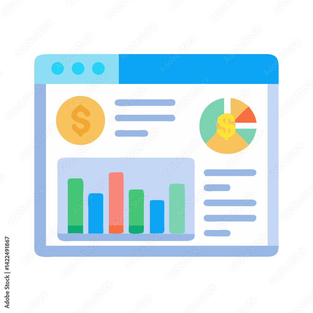 Poster finance dashboard web icon with data visualization