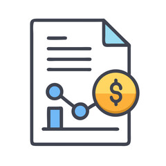 Financial Report with Graph and Currency Sign Icon