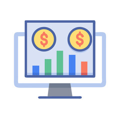 Financial Data Chart on Monitor Shows Revenue Growth