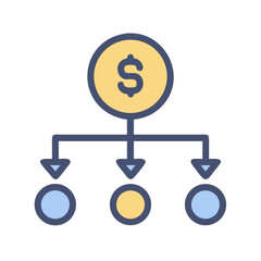 Funds allocation icon, business strategy, distribution, invest, earnings