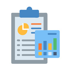 Data analysis clipboard, report, and graph visualization icon