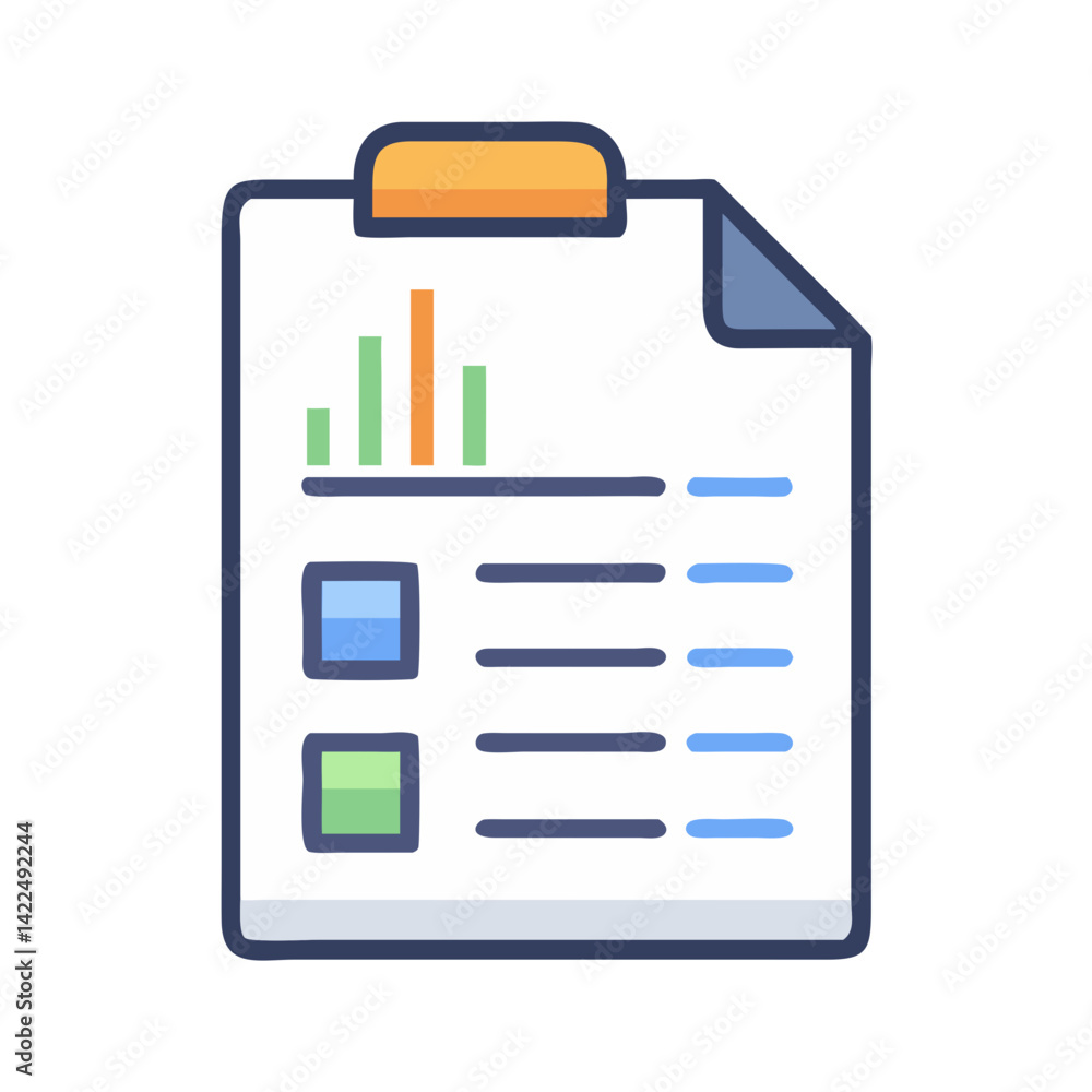 Poster analytics report on clipboard with graph and checkboxes
