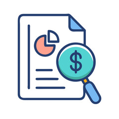 Financial Analysis Report with Dollar Magnifying Glass Icon