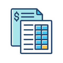 Financial report icon with spreadsheet, budget and accounting