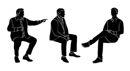 Business people meeting silhouette in black color