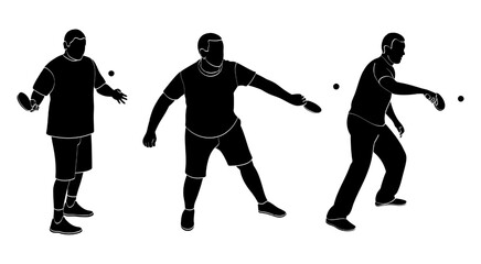 Table tennis player holding a racket, athlete with a racket, male black silhouette